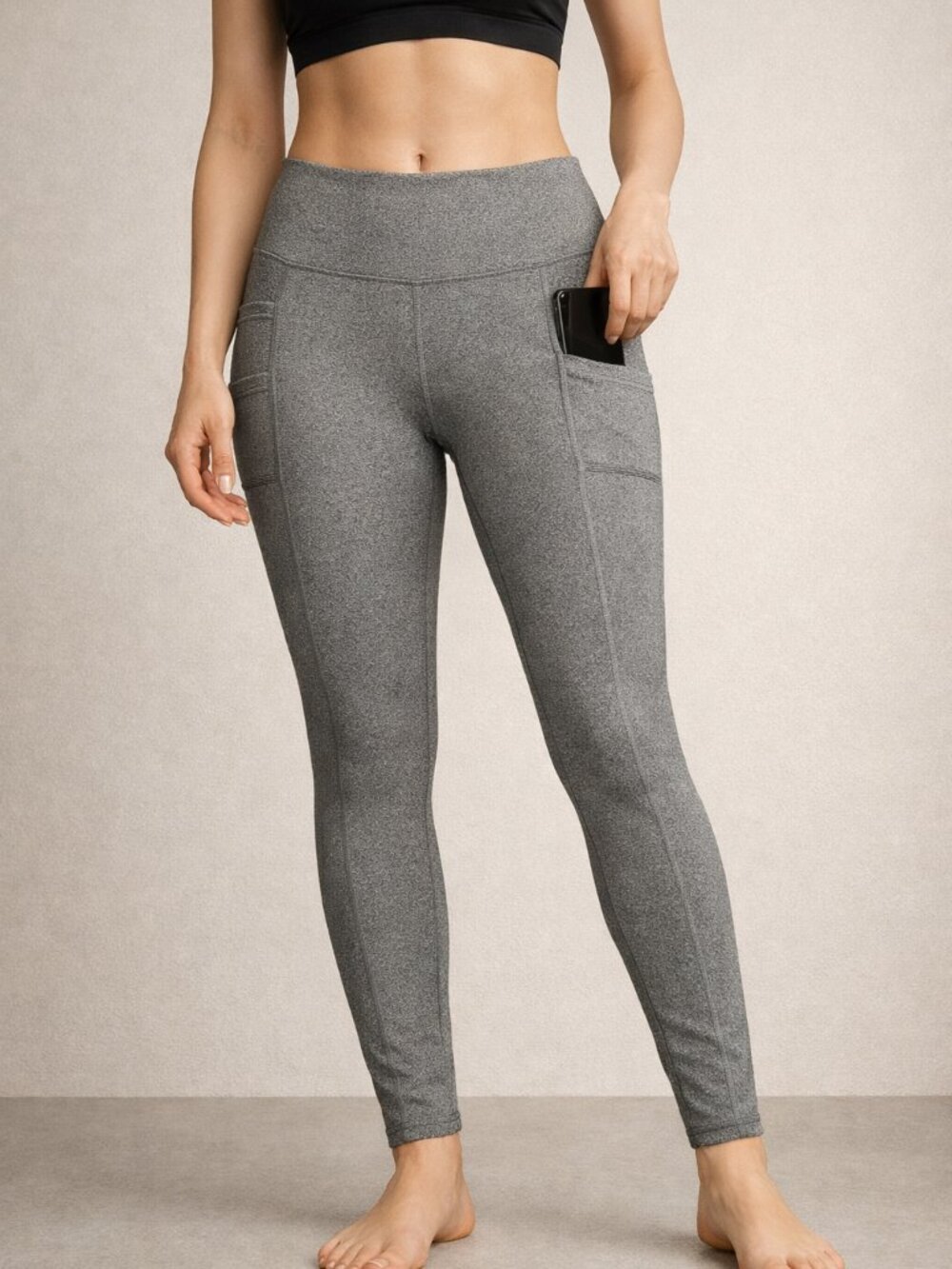 Womens Full Length Athletic Leggings Pants Gray Grey Size XL